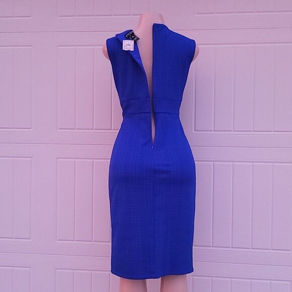 BRAND NEW ENFOCUS STUDIO  ASYMMETRIMINIC NECK SCUBA CREPE SHEATH DRESS - Picture 10 of 13